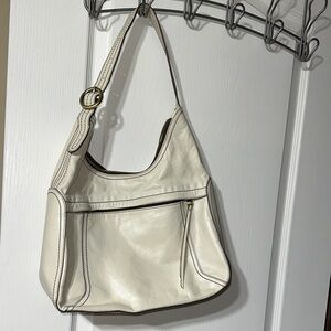 HOBO Cream Leather Shoulder Bag